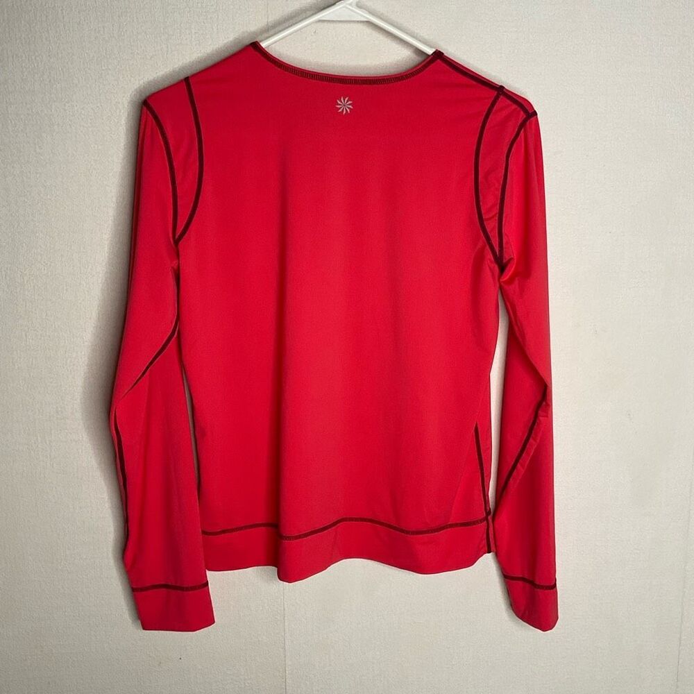 Athleta Shirt Womens Size M/L Coral Rash Guard Kangaroo Pocket UPF Swim Surf Top - Picture 9 of 11